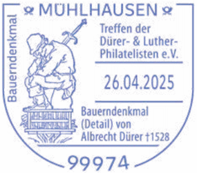 500 Jahre Bauernkrieg 1525, Bauerndenkmal - Detail von Albrecht D&uuml;rer &dagger;1528 Stempelnummer 08-039